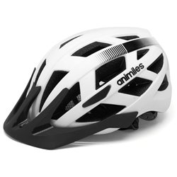Animiles Adult Bike Helmet with Safety Rear LED Light 57-61cm White