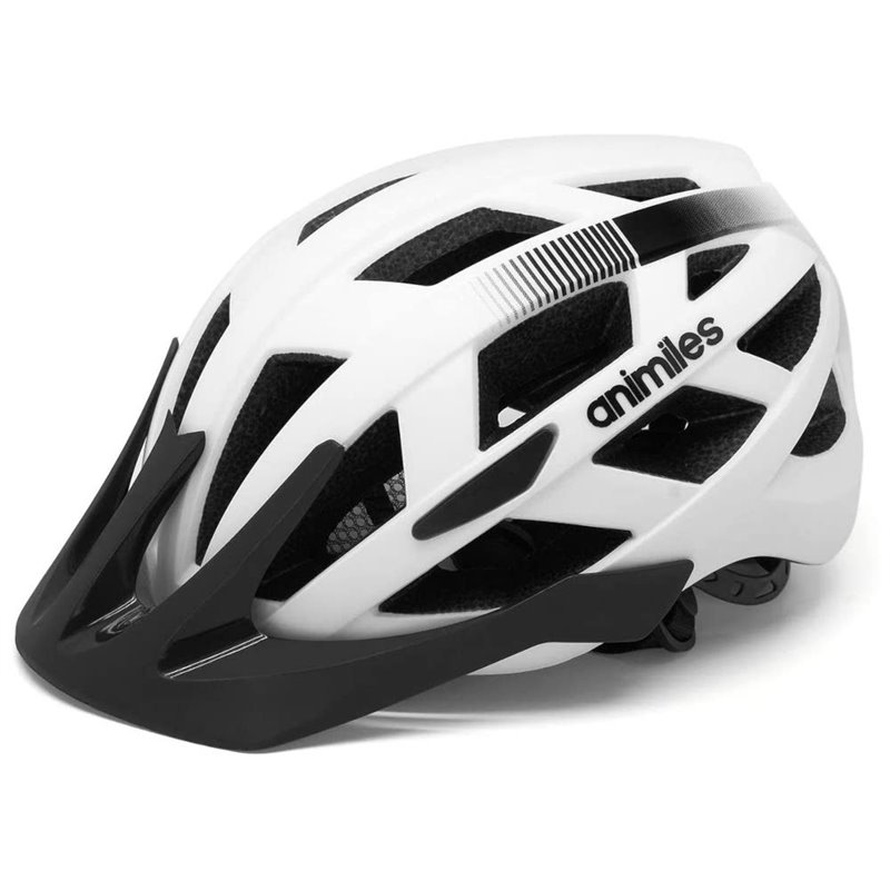 Animiles Adult Bike Helmet with Safety Rear LED Light 57-61cm White
