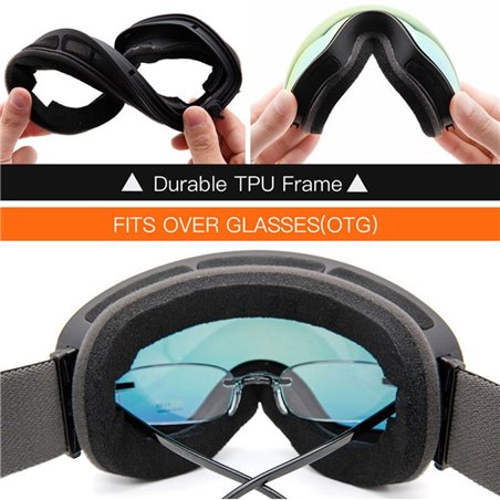 Max Juli Ski Goggles Snowboard Anti Fog Uv Protection - Black Mirror Silver