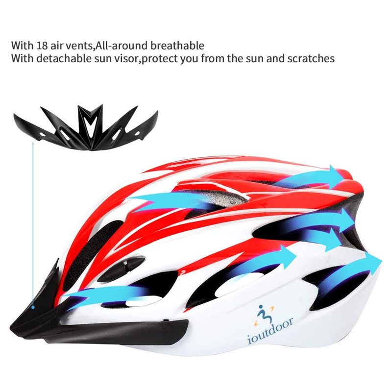 iOutdoor Bike Helmet 56-64cm 18 Vents Red + White