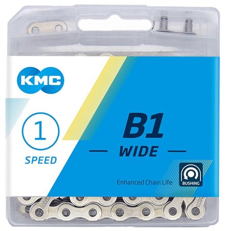 Boxed KMC B1S Wide Silver Single Speed Chain for Tour, City + Fixed Gear