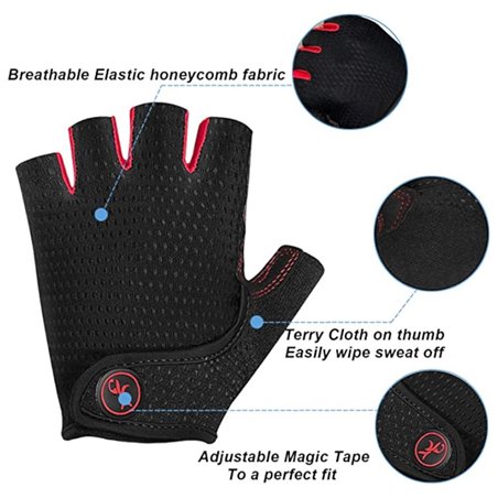 Moreok Half Finger Cycling Gloves Black/Red XXL