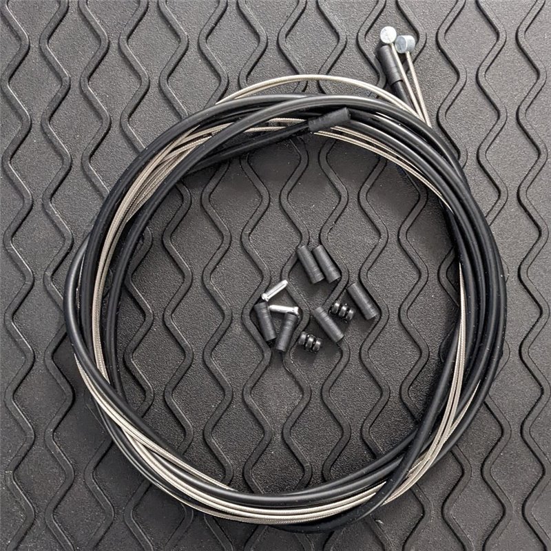 Front and Rear Brake Cable Kit Stainless Inner Black Outer Barrel End