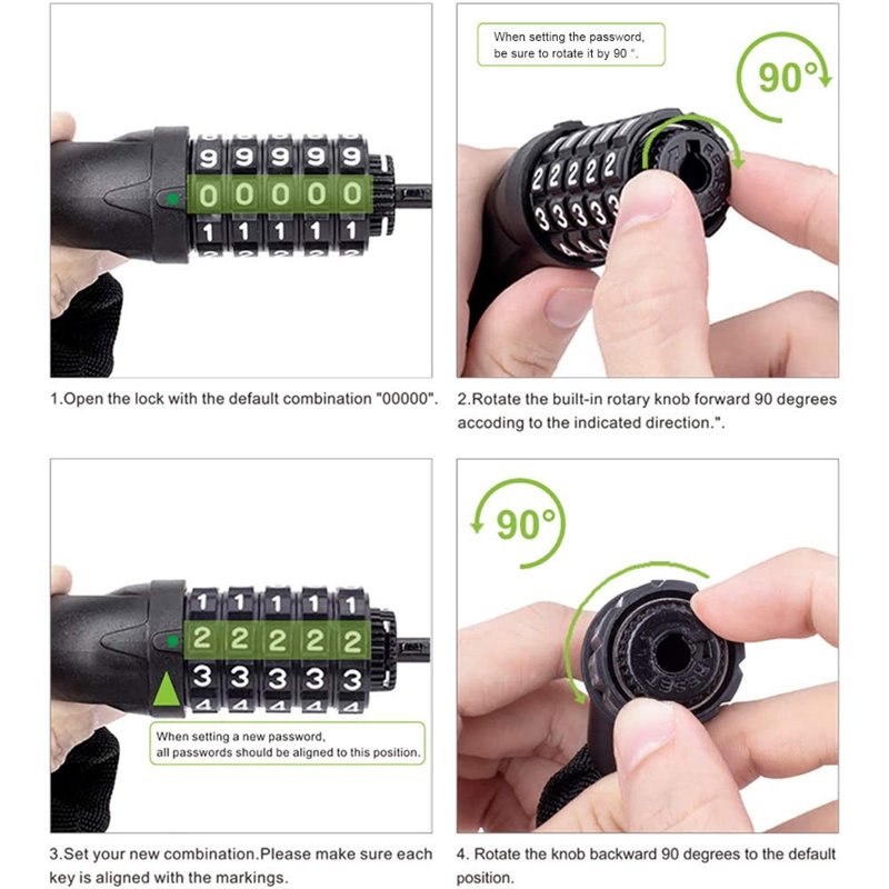 SPGOOD Heavy Duty Chain Combi Bicycle Lock Bicycle Camo