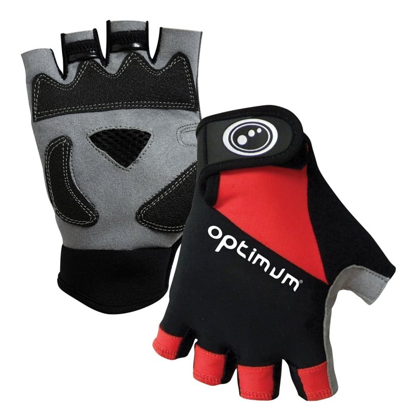 Optimum Hawkley Half Finger Gloves Black/Red/Grey Large