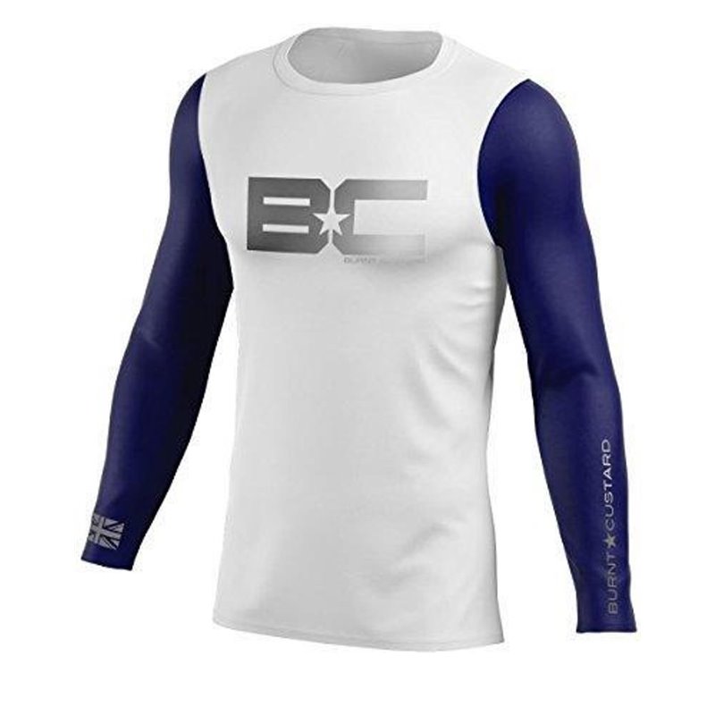 Burnt Custard Mens High Contrast Base Layer Top, White/Navy, X-Large