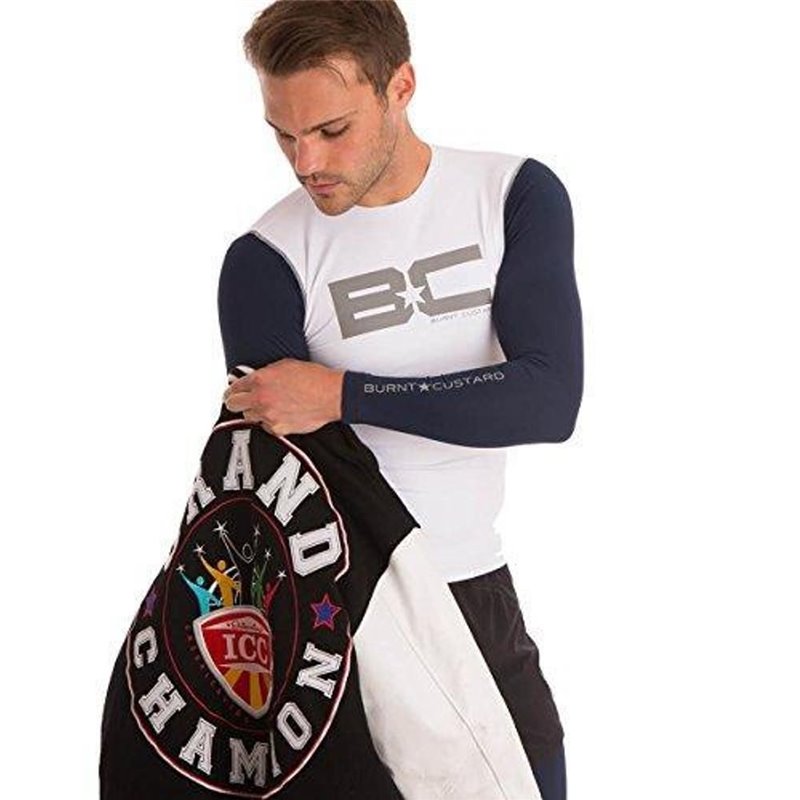 Burnt Custard Mens High Contrast Base Layer Top, White/Navy, X-Large