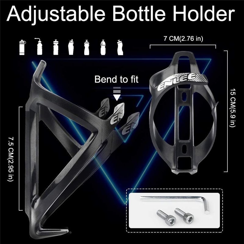 Pair of Enlee Polycarbonate Water Bottle Cages Black