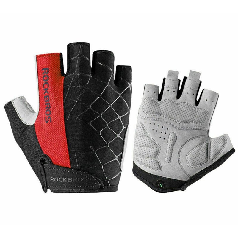 Rockbros Half Finger Cycling Gloves Black/Red Medium