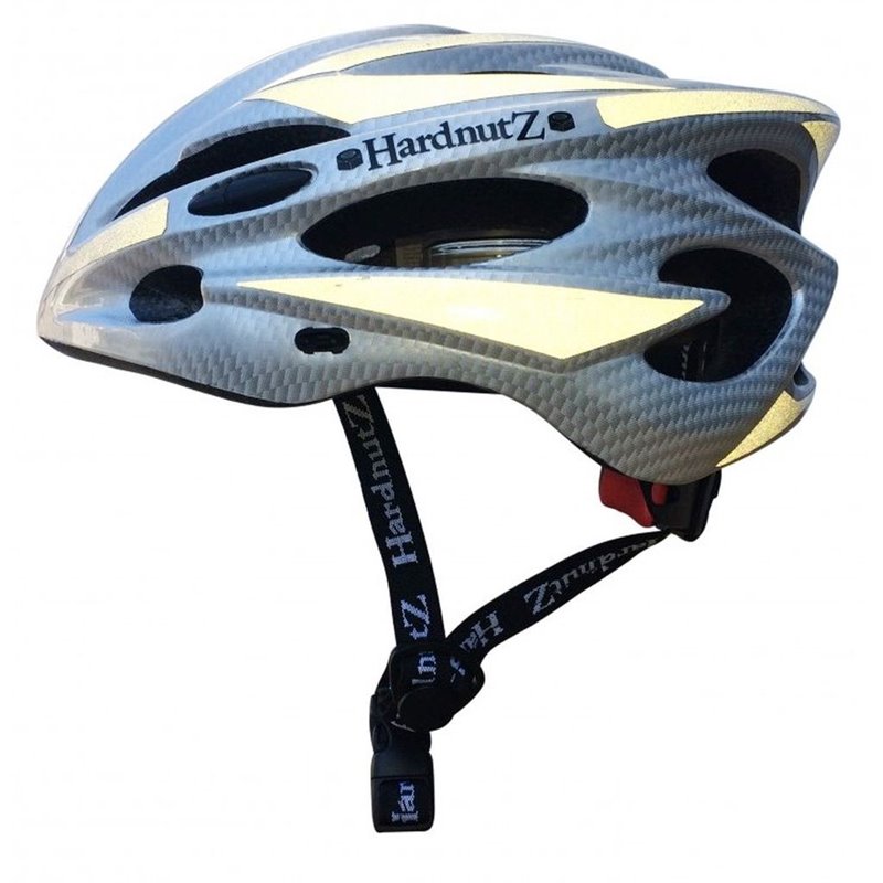 Hardnutz HN-103 Hi Vis Silver Carbon Road Helmet 54-61cm