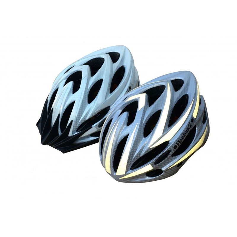 Hardnutz HN-103 Hi Vis Silver Carbon Road Helmet 54-61cm