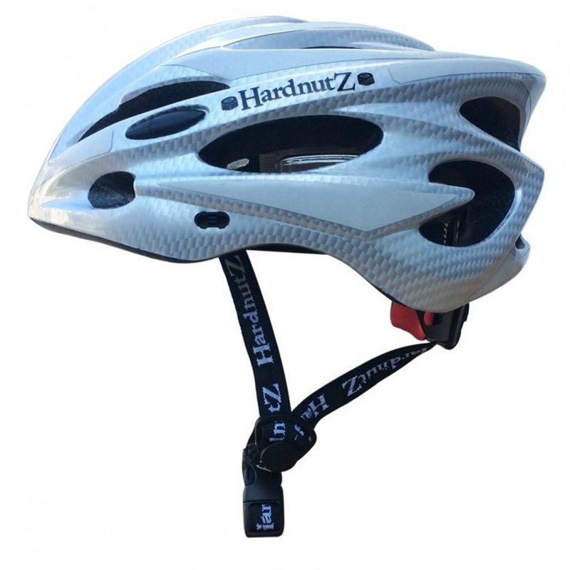 Hardnutz HN-103 Hi Vis Silver Carbon Road Helmet 54-61cm