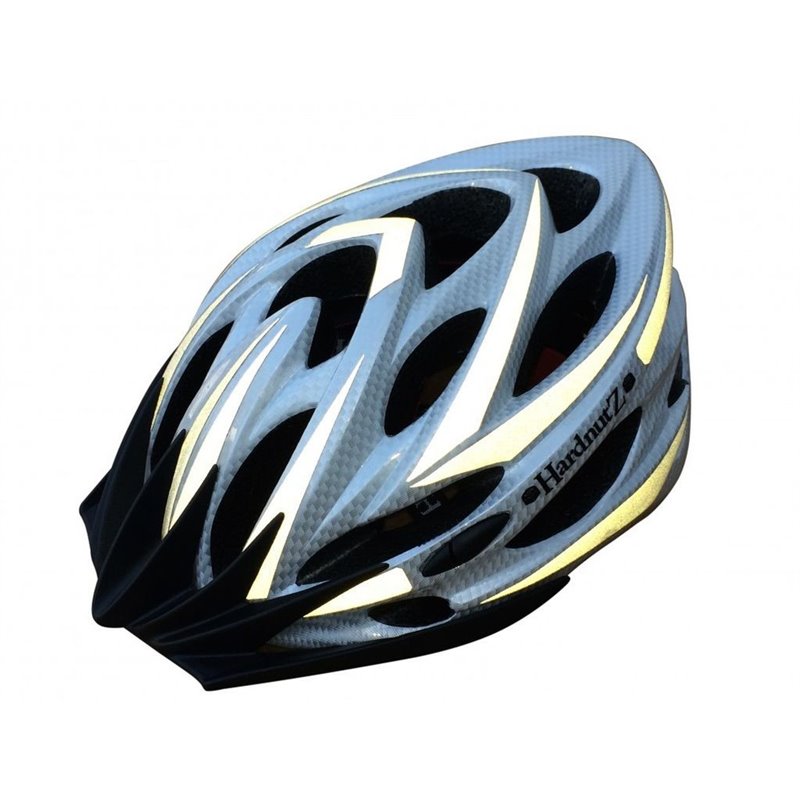 Hardnutz HN-103 Hi Vis Silver Carbon Road Helmet 54-61cm