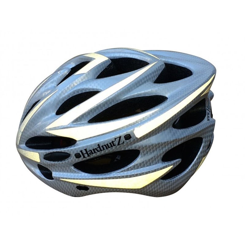 Hardnutz HN-103 Hi Vis Silver Carbon Road Helmet 54-61cm