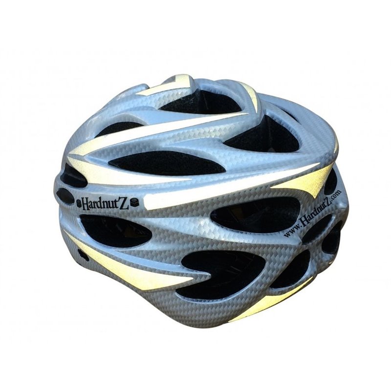 Hardnutz HN-103 Hi Vis Silver Carbon Road Helmet 54-61cm