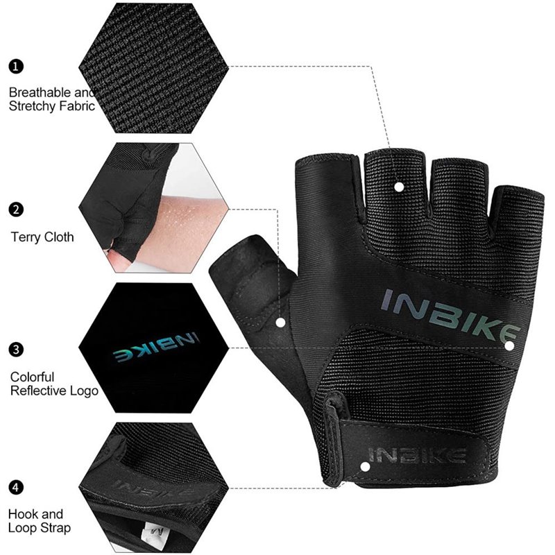 Inbike Half Finger Cycling Gloves Black XL