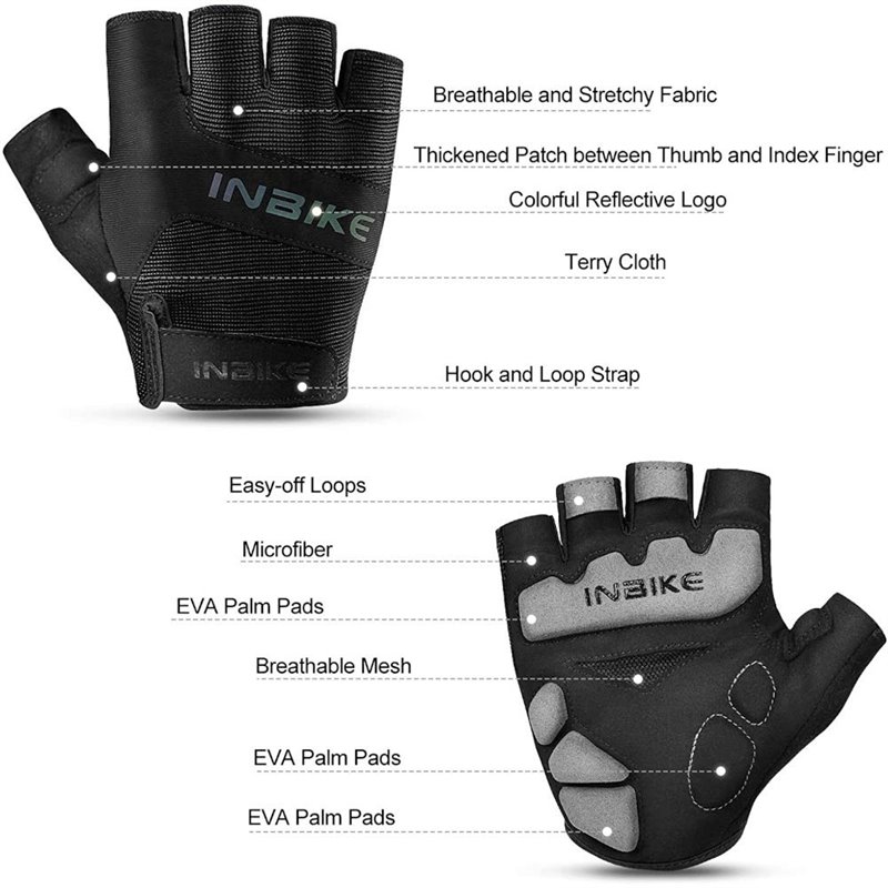 Inbike Half Finger Cycling Gloves Black XL