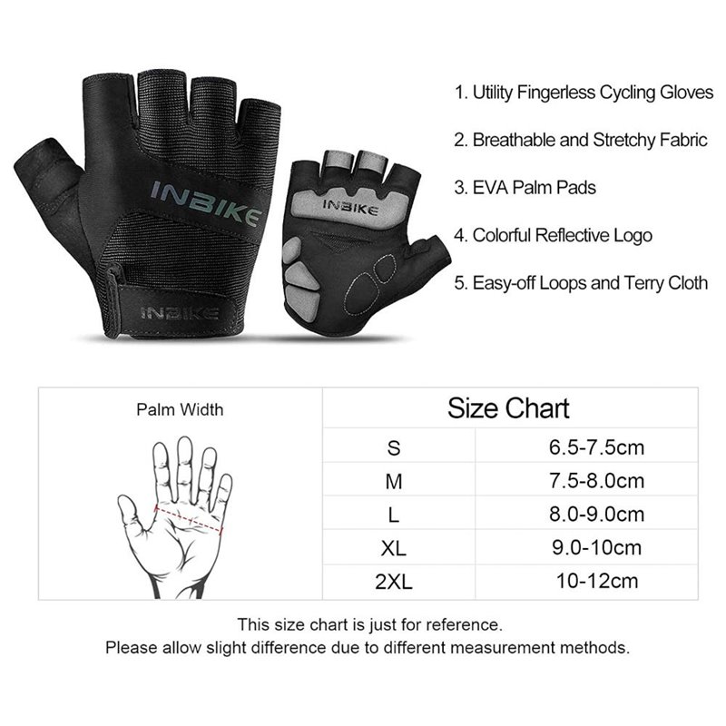 Inbike Half Finger Cycling Gloves Black XL