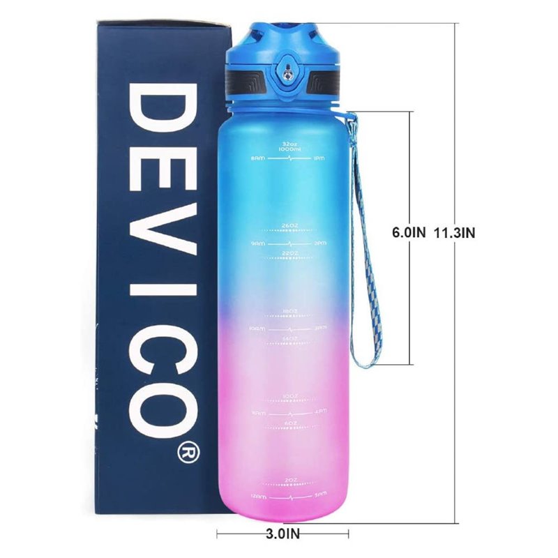 Devico Pro Cycler Sports 32oz Water Bottle BPA Free Flip Lid Frosted Tritan Plastic