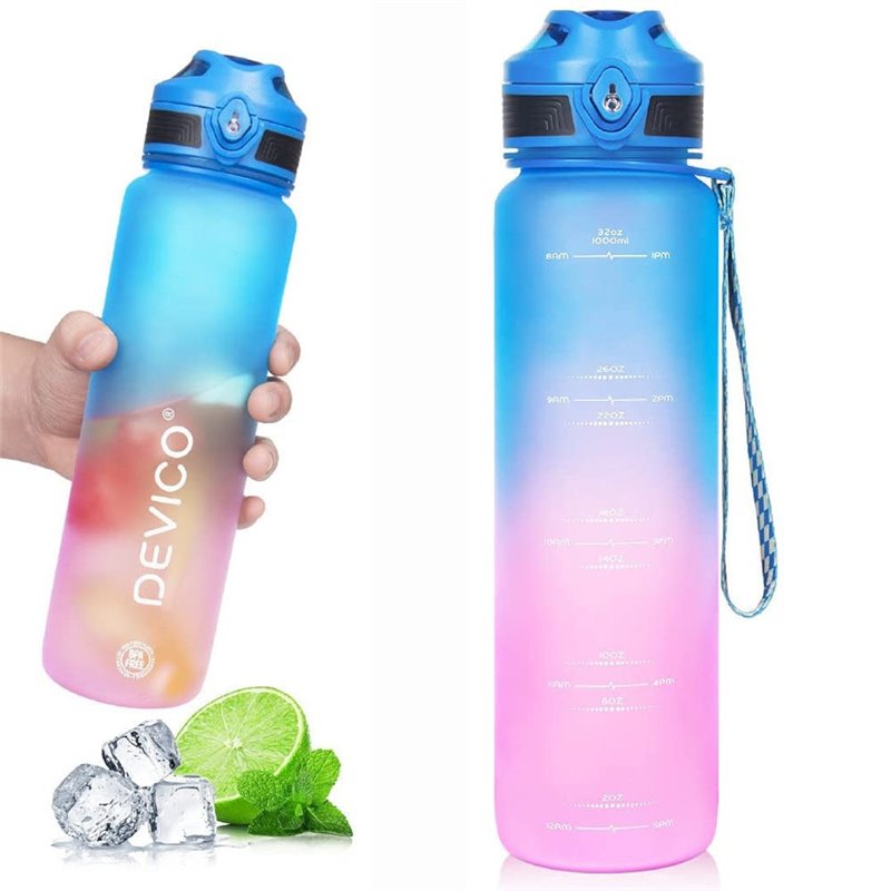 Devico Pro Cycler Sports 32oz Water Bottle BPA Free Flip Lid Frosted Tritan Plastic
